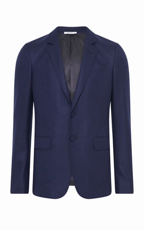 Eco Friendly Irving Jacket in Navy Wool Cashmere Flannel