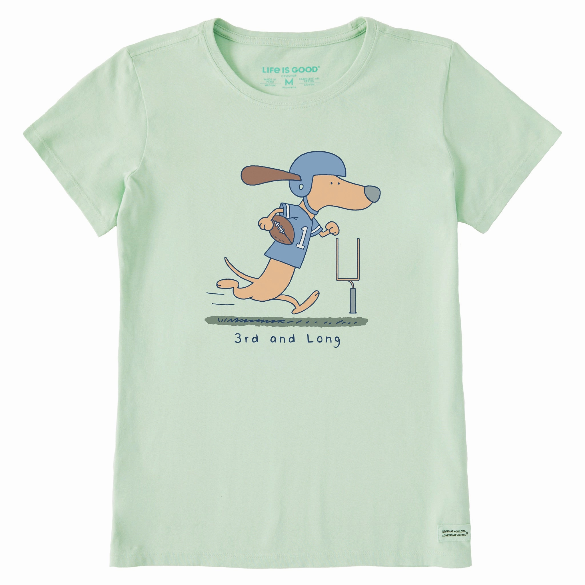 Women's 3rd and Long Dachshund Short Sleeve Crusher Tee Stretch Design Men's