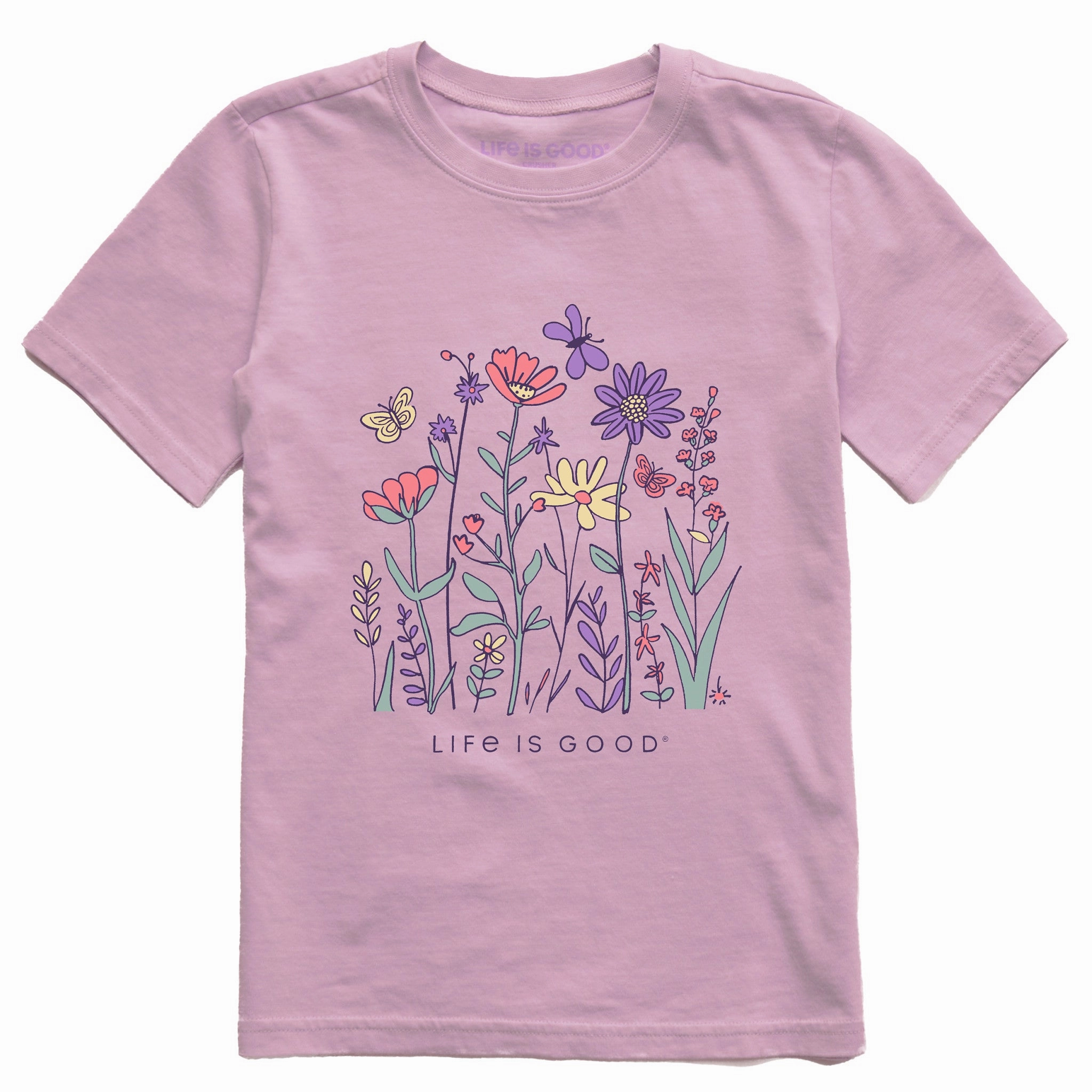 Modern Fit Kids Life is Good Butterfly Garden Short Sleeve Crusher Tee
