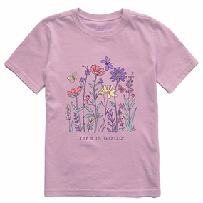 Kids Life is Good Butterfly Garden Short Sleeve Crusher Tee Low Impact Processing