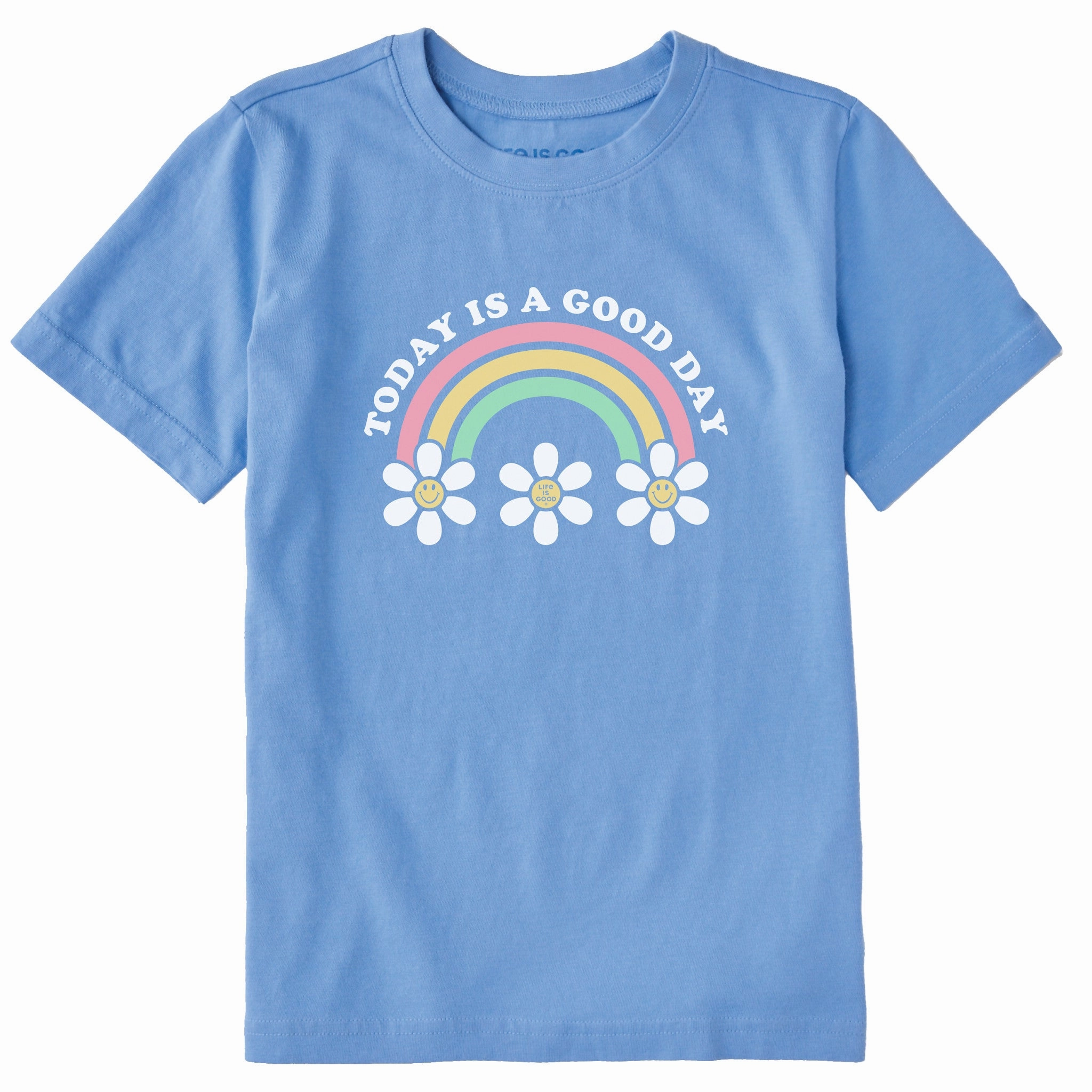 Sporty Design Comfy Top Kids Today is a Good Day Daisy Rainbow Short Sleeve Crusher Tee