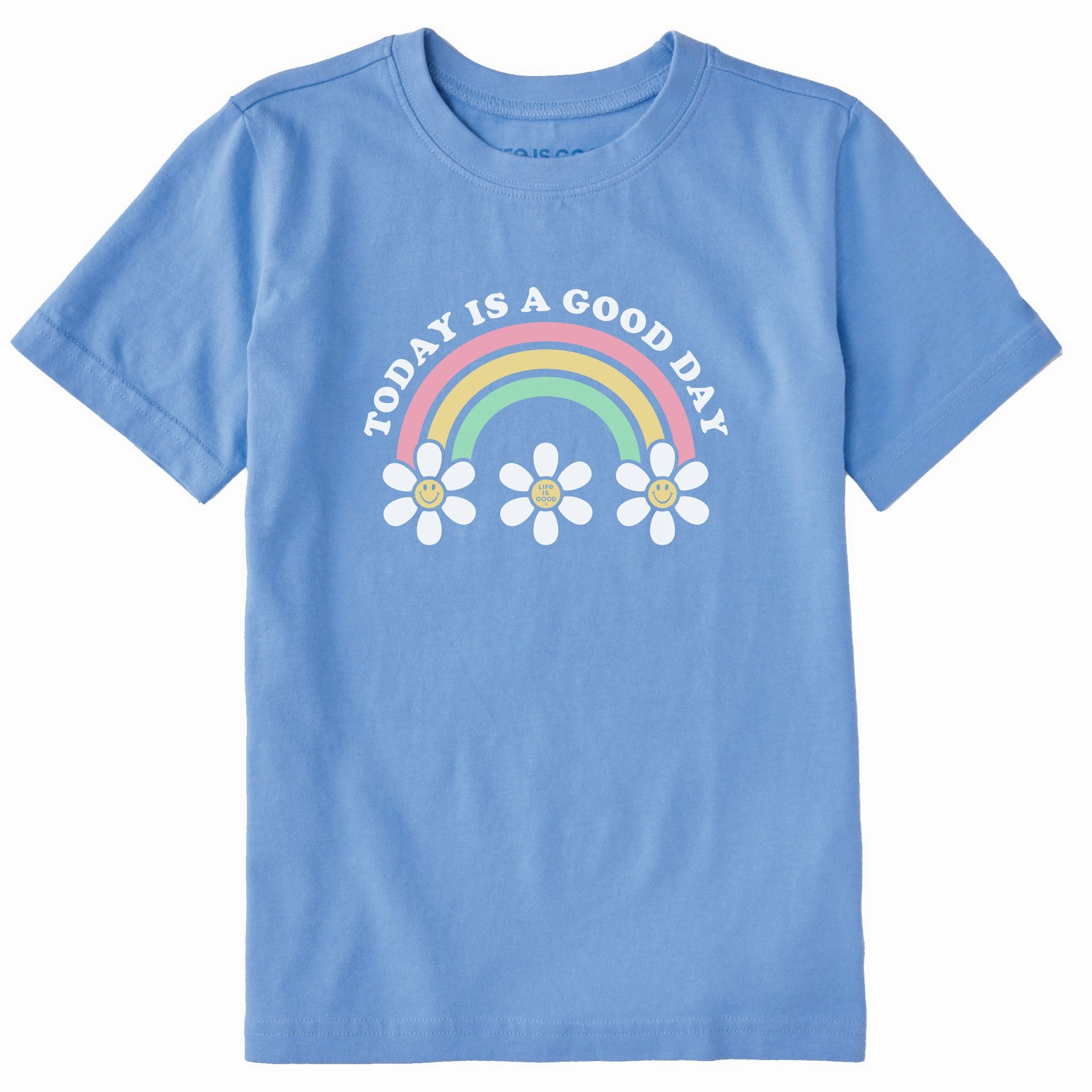 Kids Today is a Good Day Daisy Rainbow Short Sleeve Crusher Tee Ethically Sourced Cotton