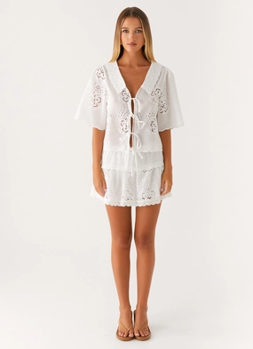 garden party Summer Escape Embroidered Mini Skirt - White