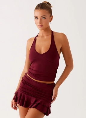 Cool Tone Daily Style Bernie Mini Skirt - Raspberry Wine