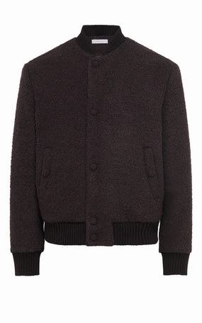 Brandon Bomber in Chocolate Recycled Cashmere Boucle PaddedShoulders