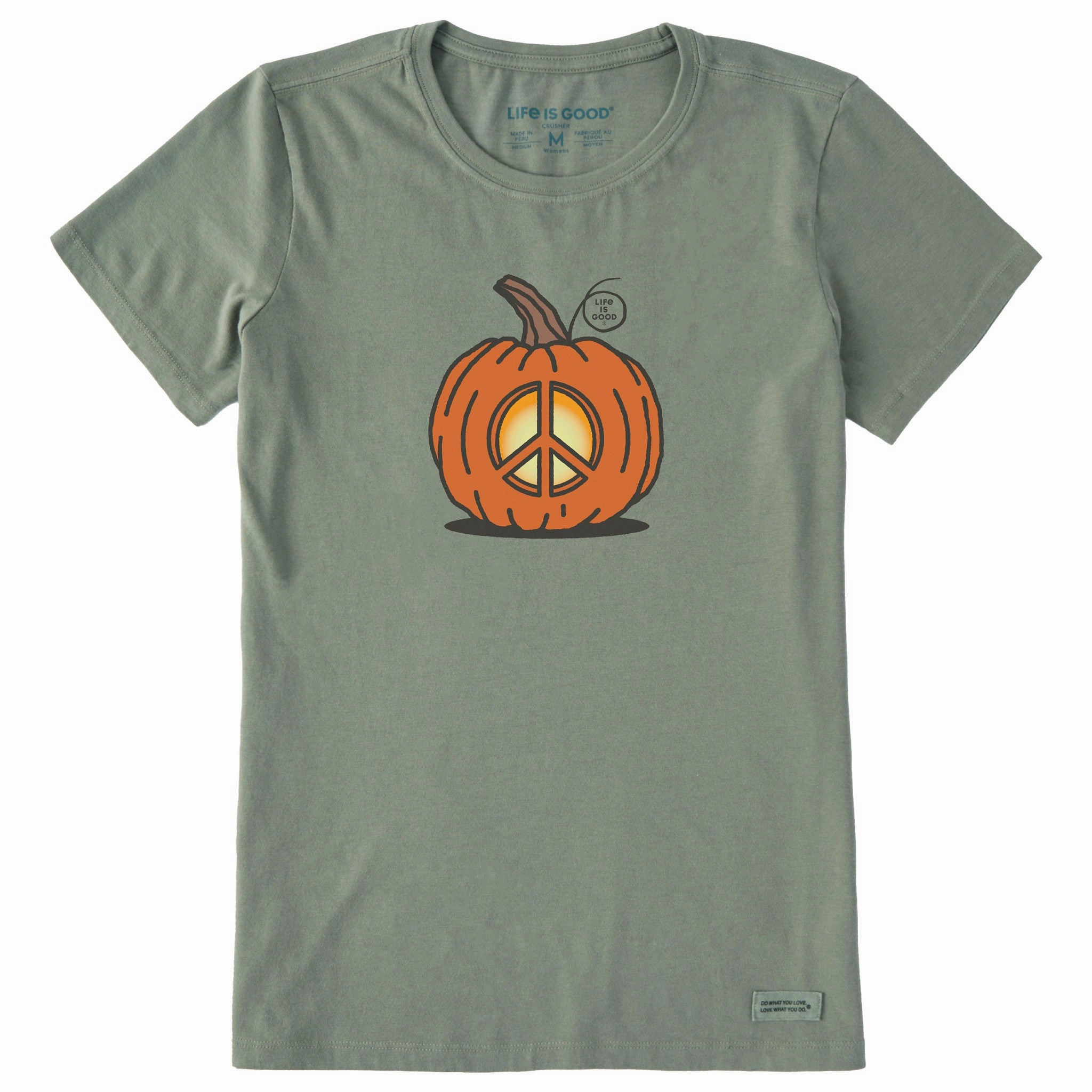 Daily Favorite Summer Ready Women's Peace Pumpkin Short Sleeve Crusher Tee
