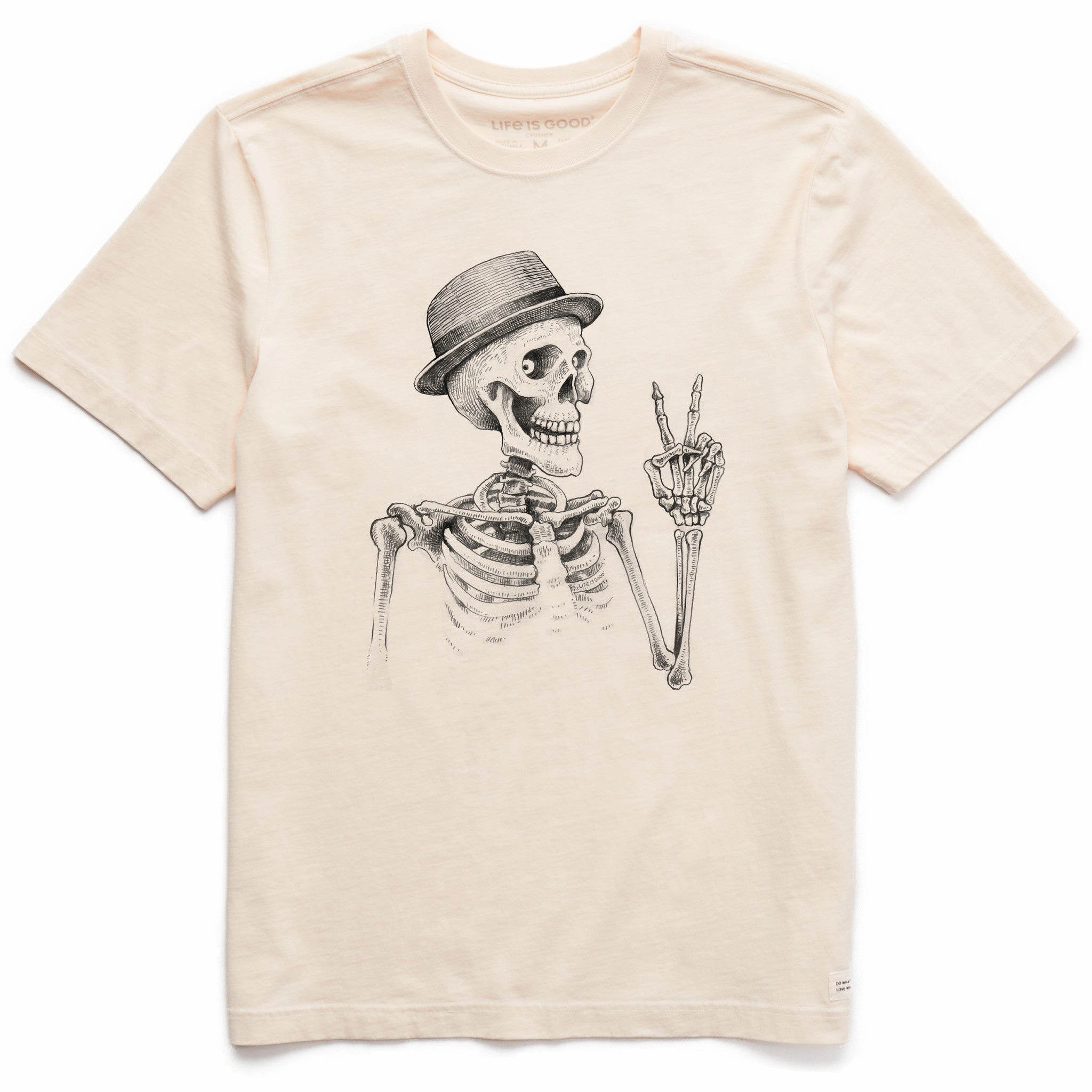 Vintage Look Men's Peaceful Bones Short Sleeve Crusher Tee