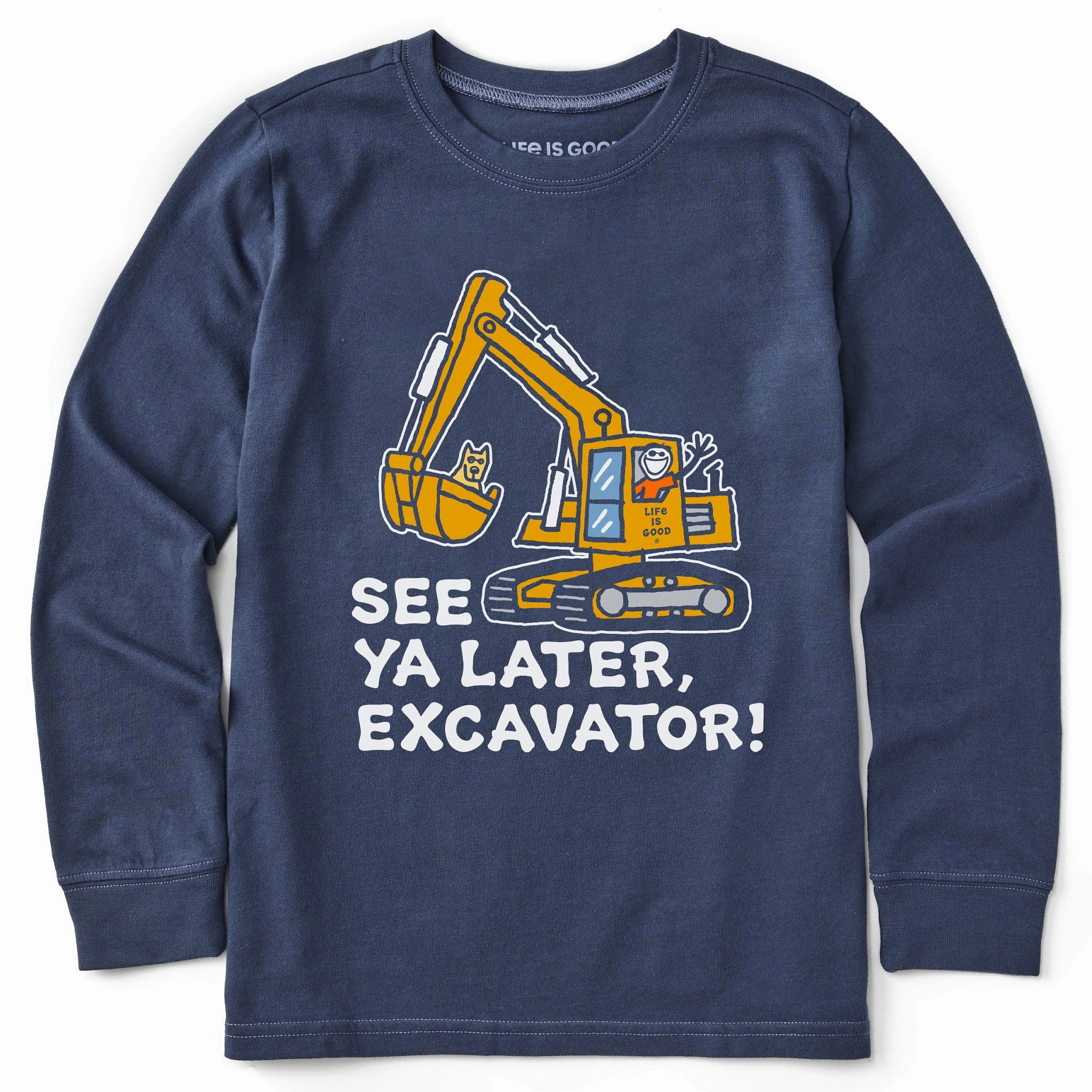 Kids Jake and Rocket Excavator Long Sleeve Crusher Tee Classic Wearable Classic Layering