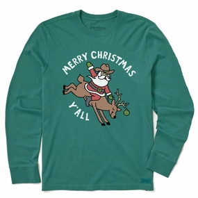 Kids Santa Bucking Reindeer Long Sleeve Crusher Tee Everyday Layering