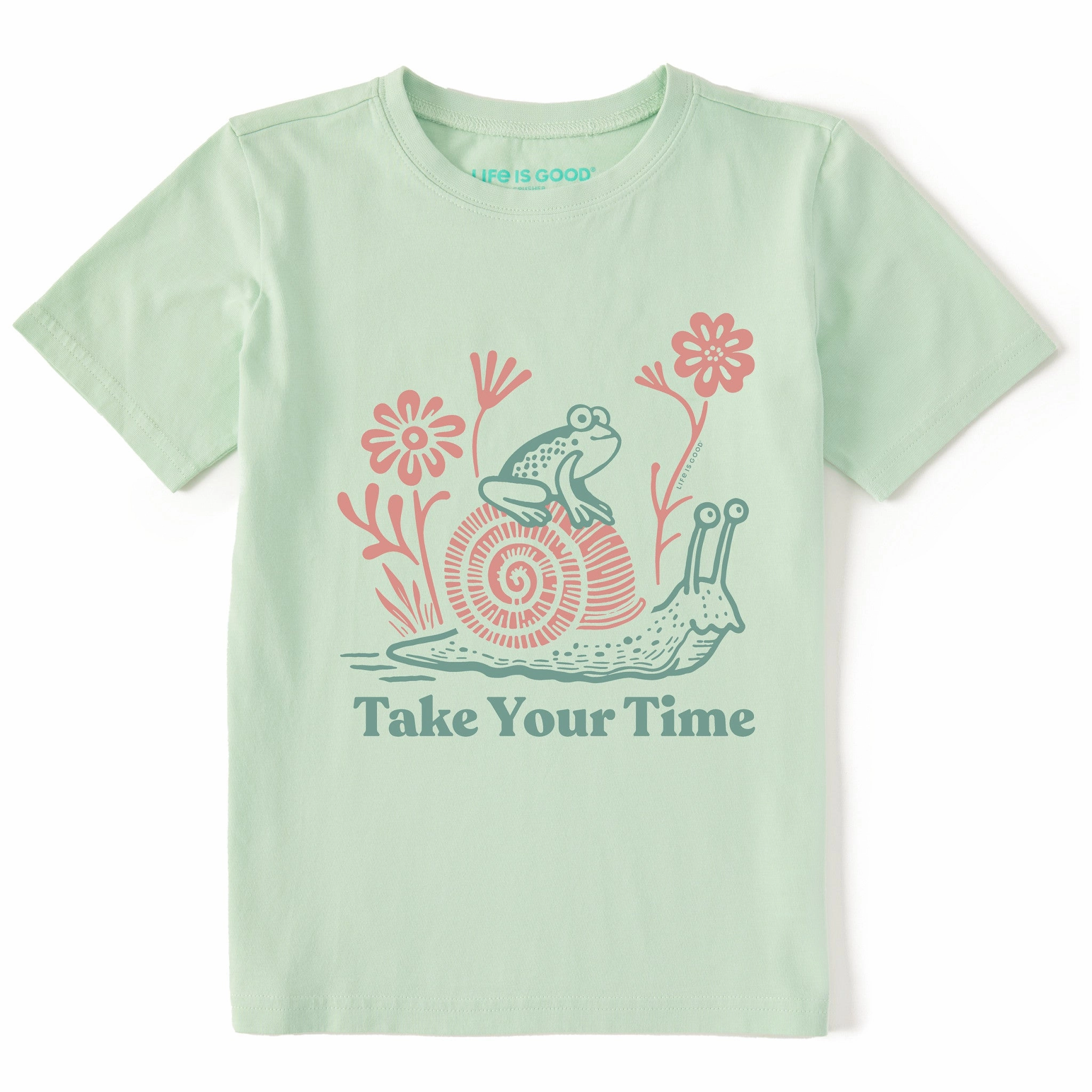 Modern innovation Kids Take Your Time Frog & Snail Short Sleeve Crusher Tee