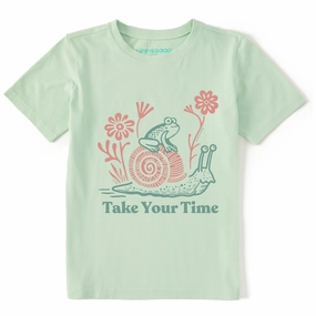Casual Must-Have Kids Take Your Time Frog & Snail Short Sleeve Crusher Tee