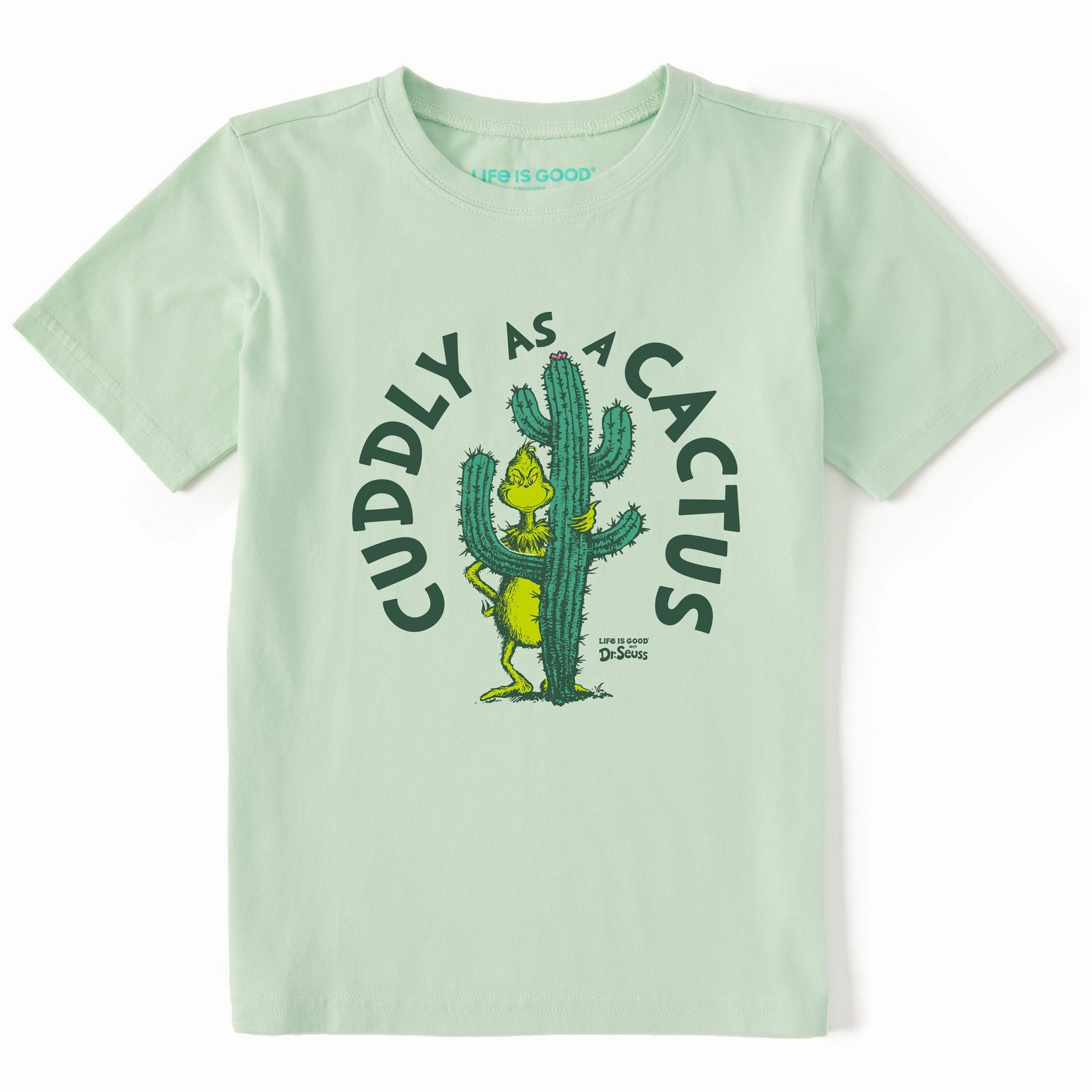Holiday Comfort Style Flexible Shoulder Seams Kids Cuddly as a Cactus Grinch Short Sleeve Crusher Tee