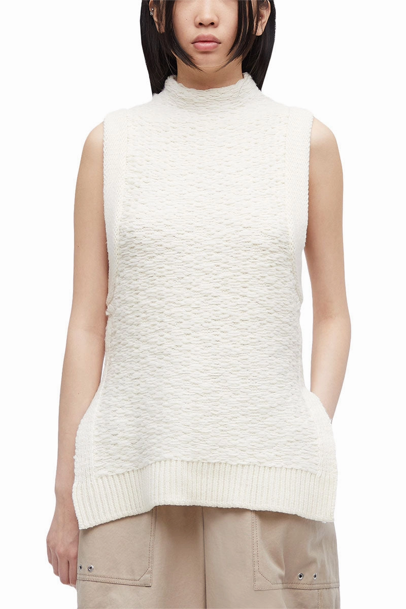 Wool Jacquard Mockneck Top Sustainable Sourcing Certified