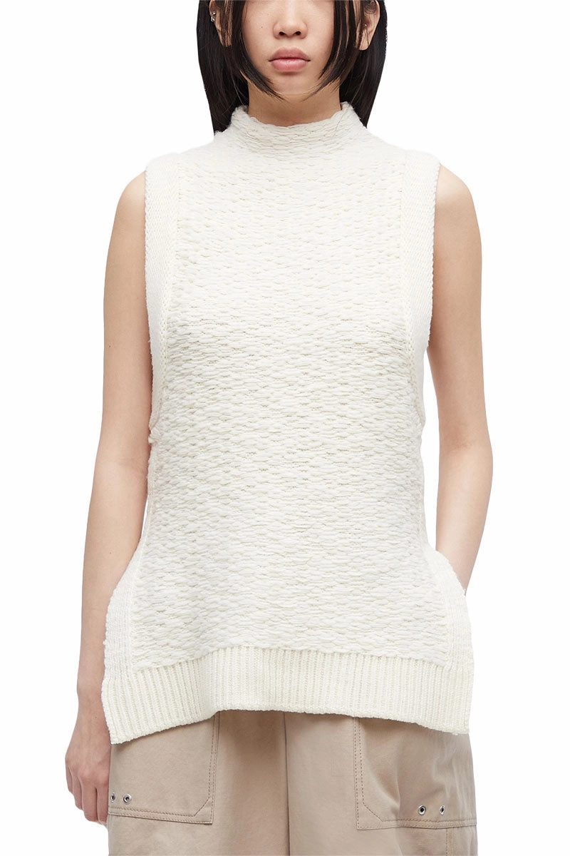Wool Jacquard Mockneck Top Sophisticated Layers Elastic waist