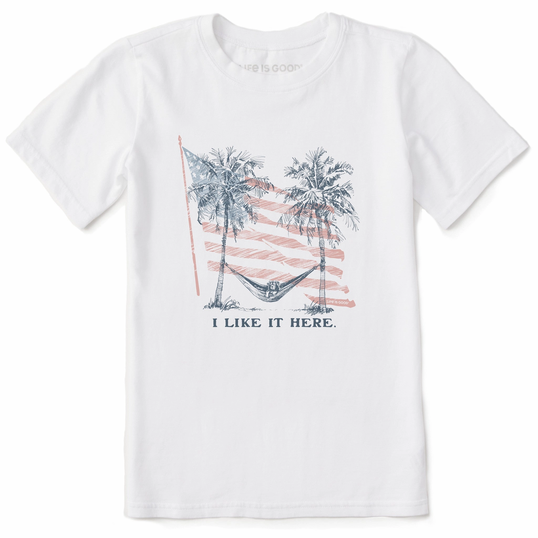 Kids I Like It Here Flag Hammock Short Sleeve Crusher Tee Low Profile Collar