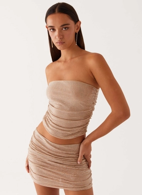 Minimal Touch Soft Lines Brightside Rhinestone Mini Skirt - Silver