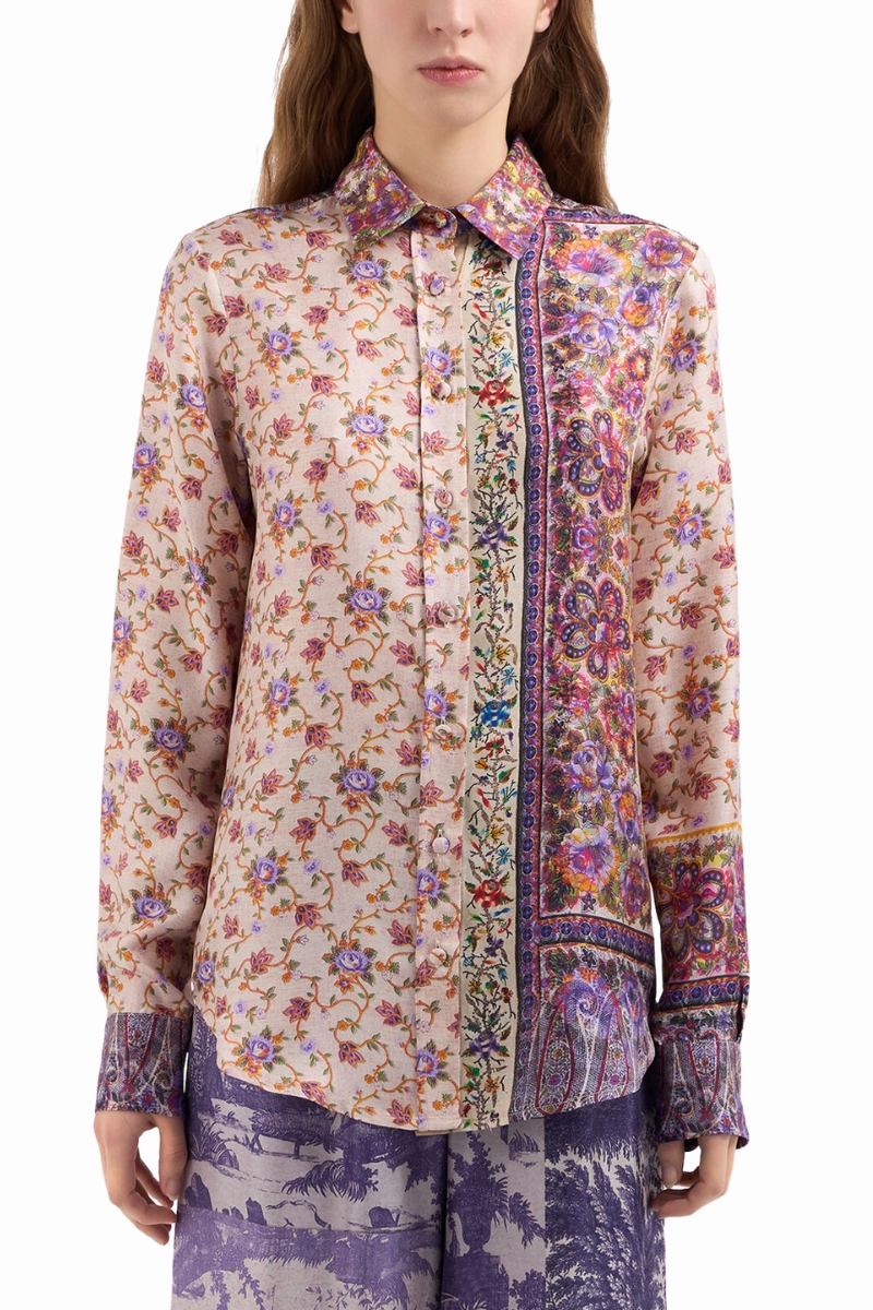 Handcrafted Detail ALOE Printed Silk Shirt