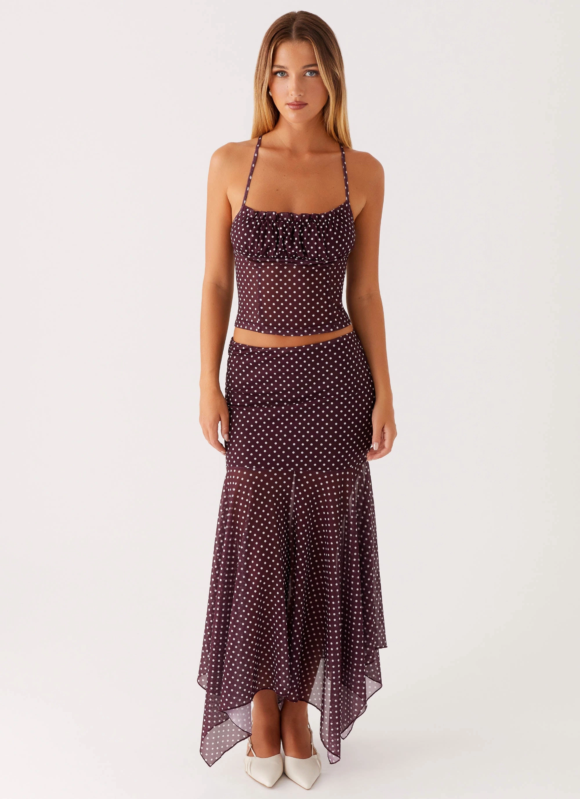 Buffy Maxi Skirt - Burgundy Seamless Edging Travel Vibes