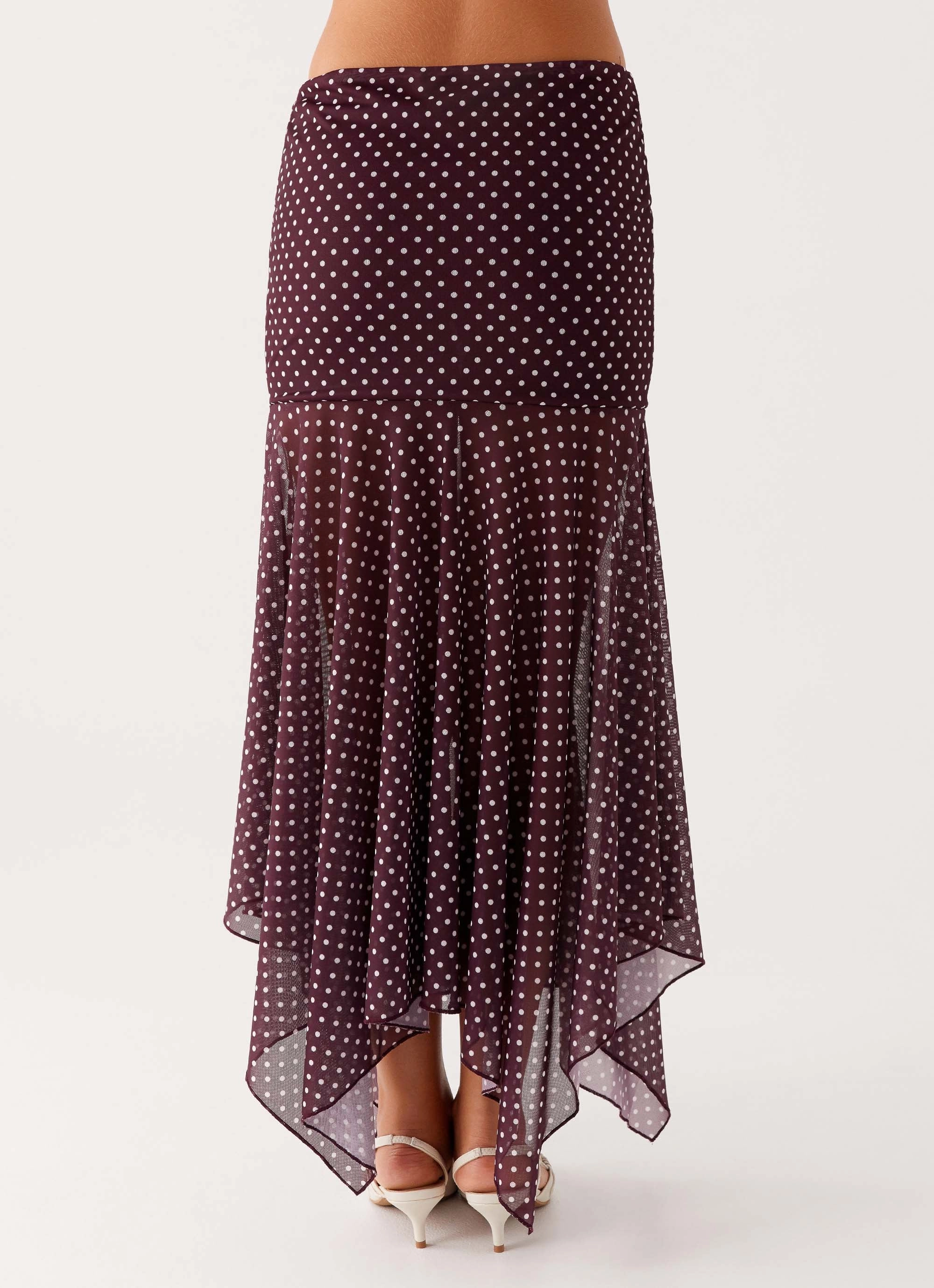 Buffy Maxi Skirt - Burgundy Twist Knot Details