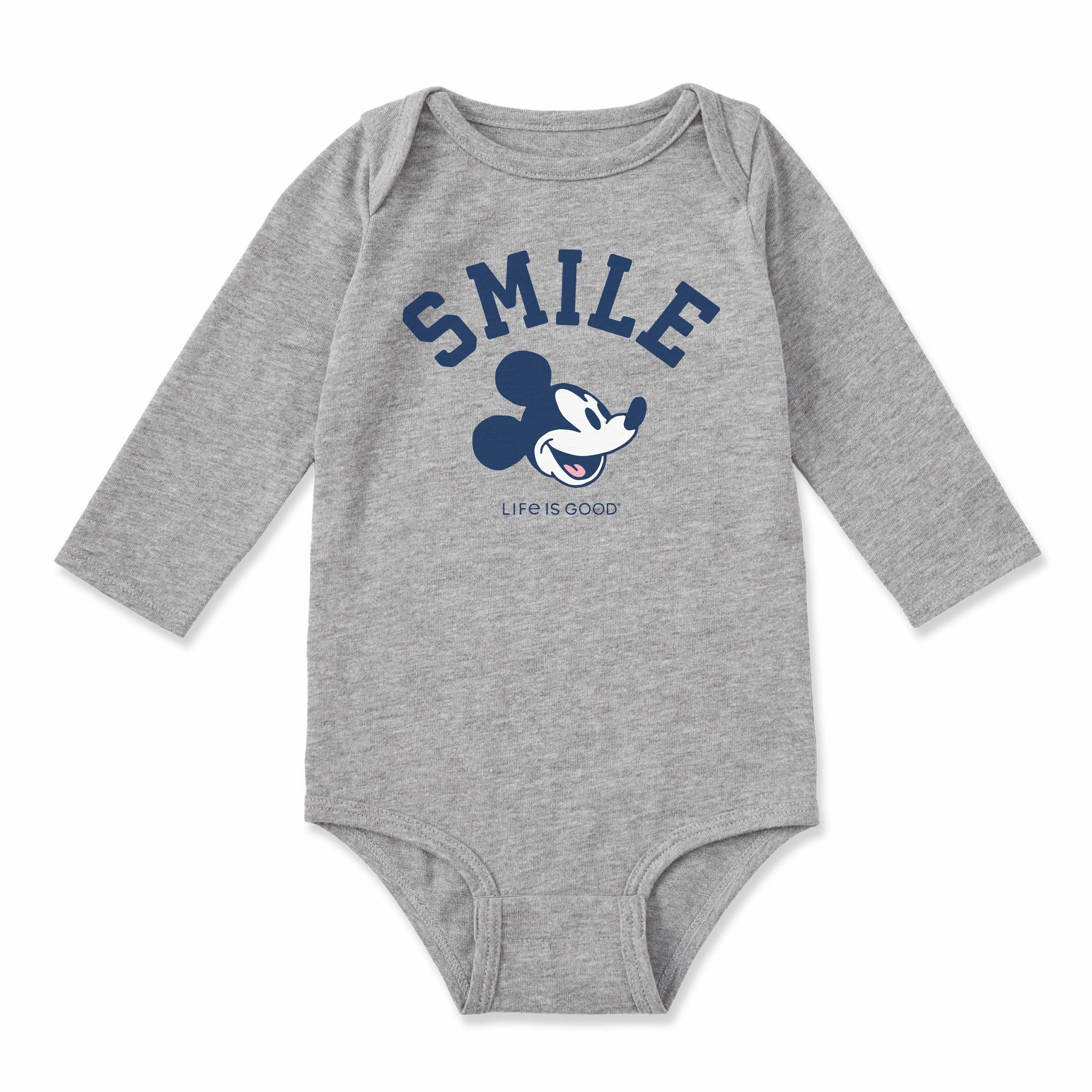 Infant Smile Steamboat Willie Long Sleeve Crusher Baby Bodysuit Structured silhouette High Density Knit