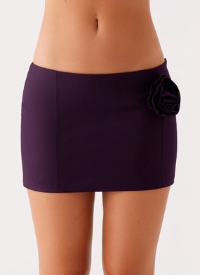 Campbell Mini Skirt - Plum Quilted Texture
