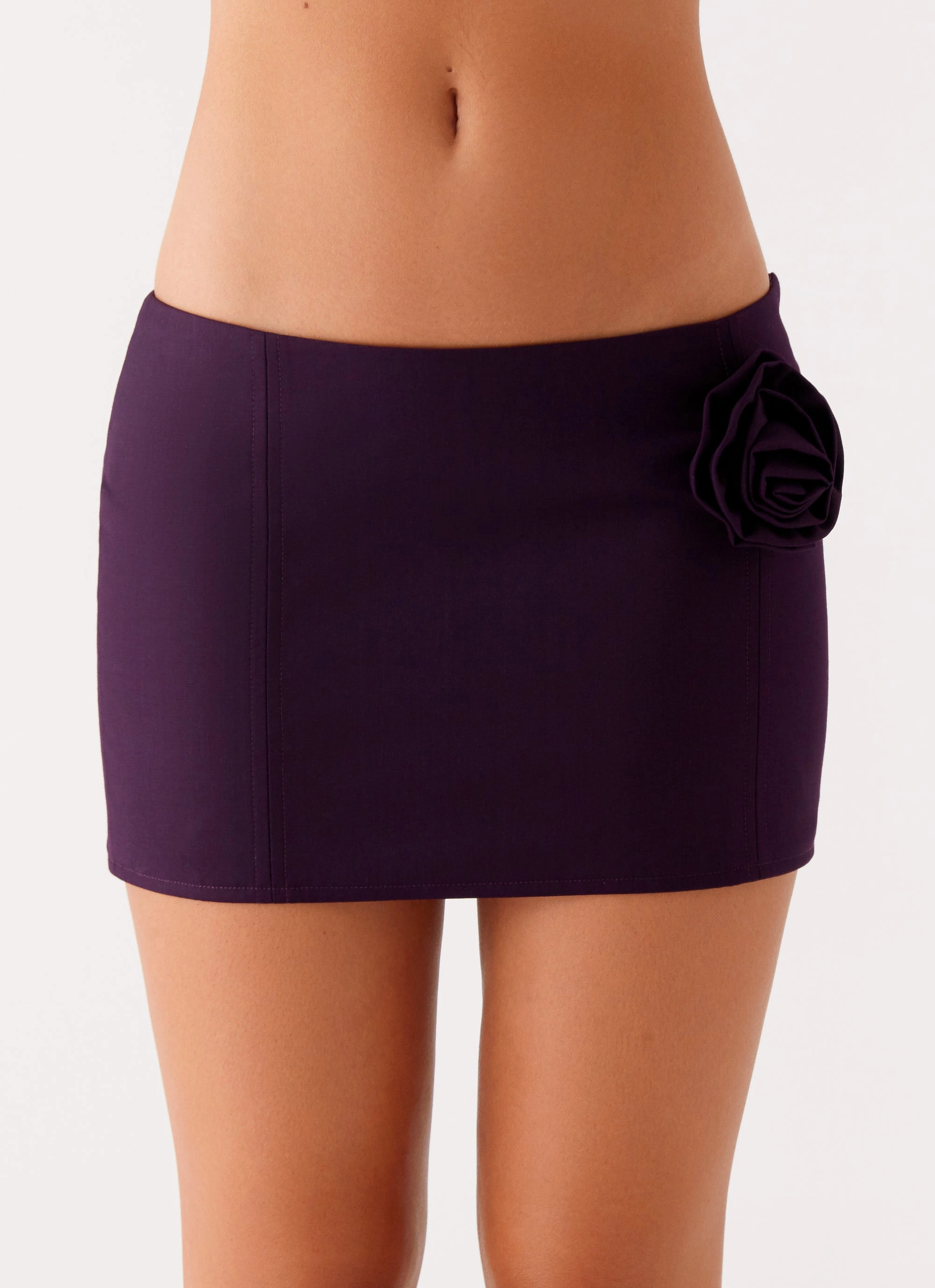 Campbell Mini Skirt - Plum Quilted Texture