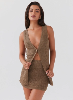 Simple Styling Capri Glow Knit Skirt - Khaki