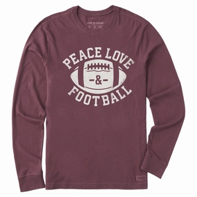 Men's Peace Love Football Long Sleeve Crusher Tee Soft and Flexible AntiStaticFinish