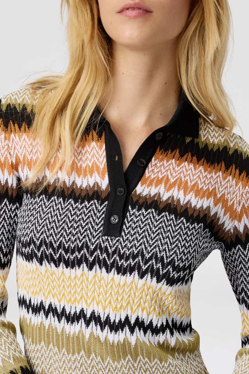 Chevron Knit Polo Fine Gauge Knit