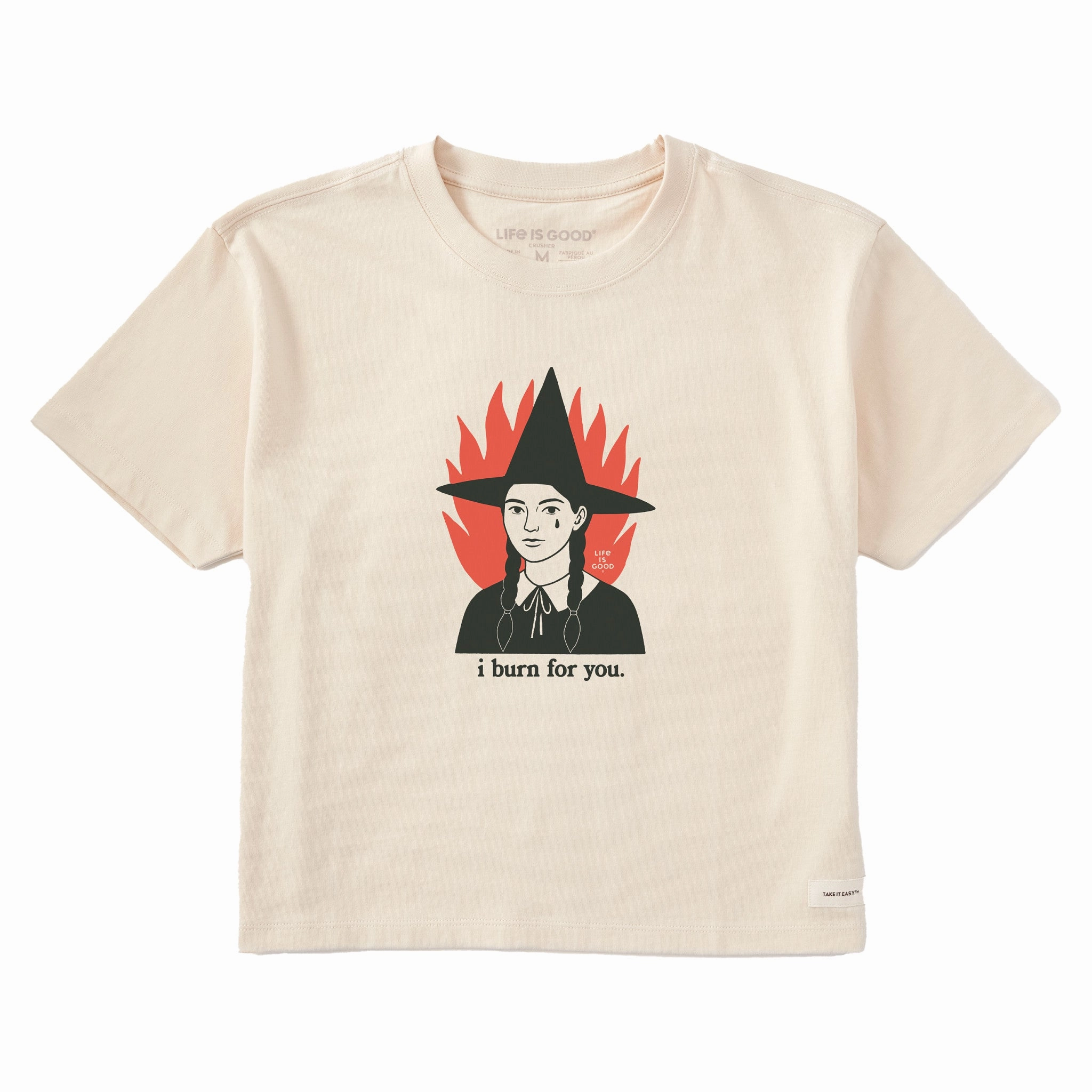 Women's I Burn For You Short Sleeve Crusher Boxy Tee Breathable Waistband Breathable Style