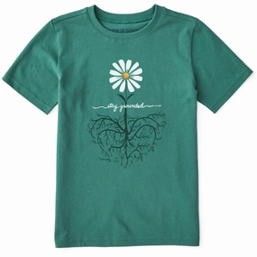 Comfortable Layer Kids Stay Grounded Short Sleeve Crusher Tee