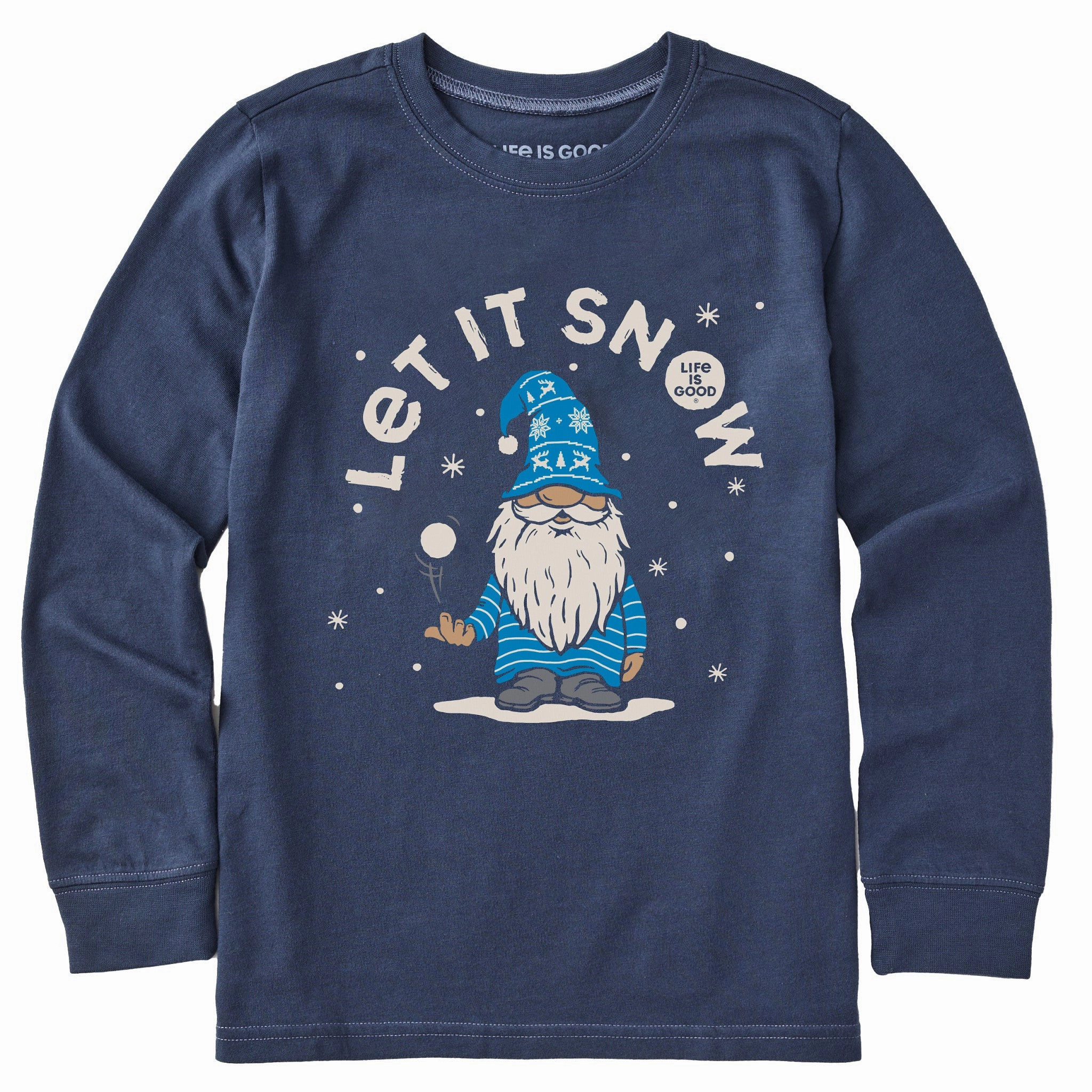 Kids Let It Snow Gnome Long Sleeve Crusher Tee Zip Up
