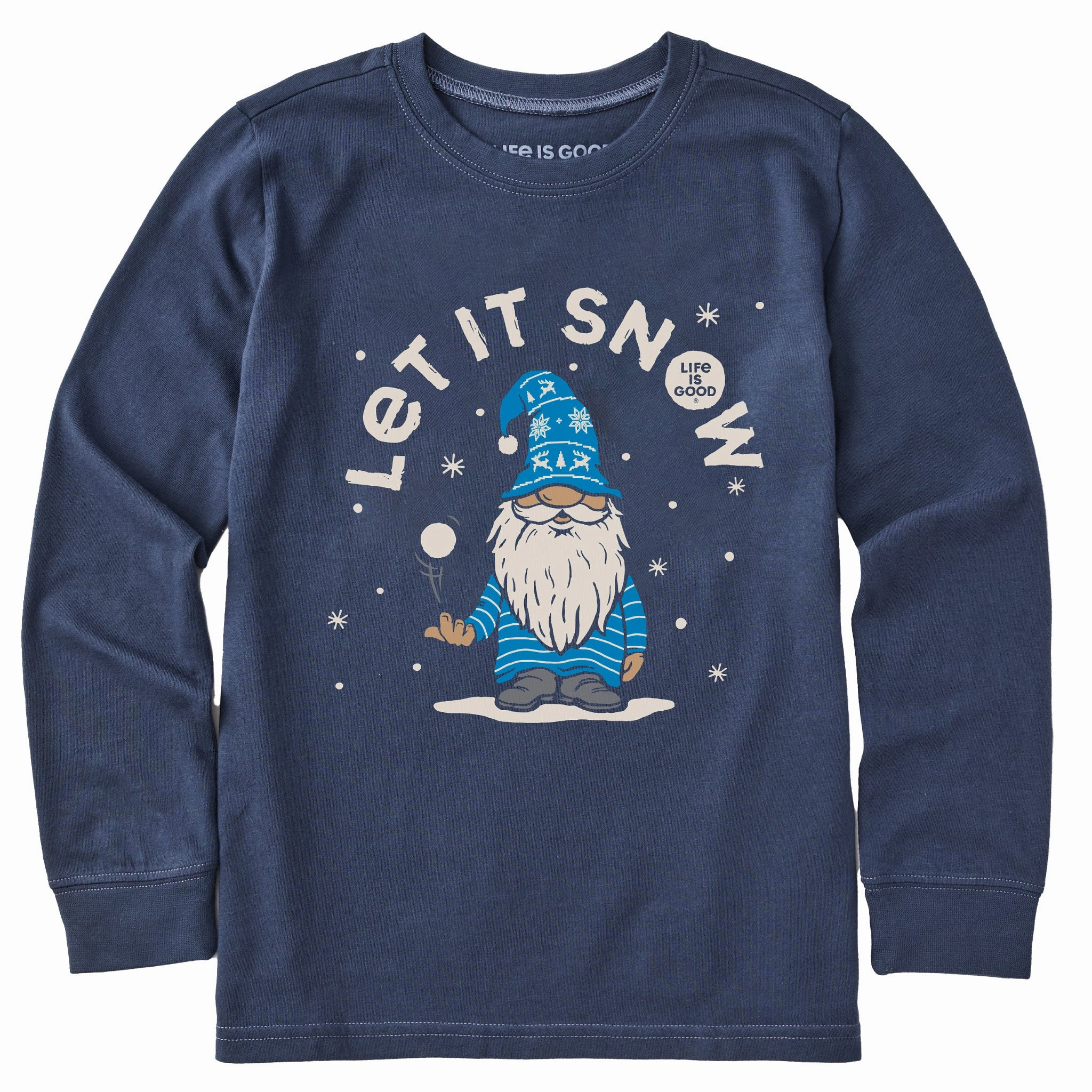 UV resistant Daily Outfit Style Kids Let It Snow Gnome Long Sleeve Crusher Tee