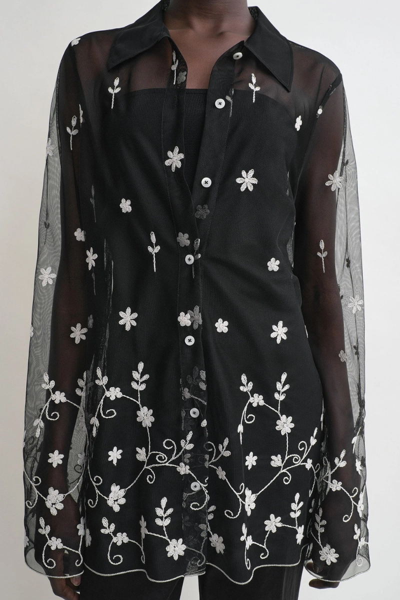 Floral Tulle Shirt Non Static Finish