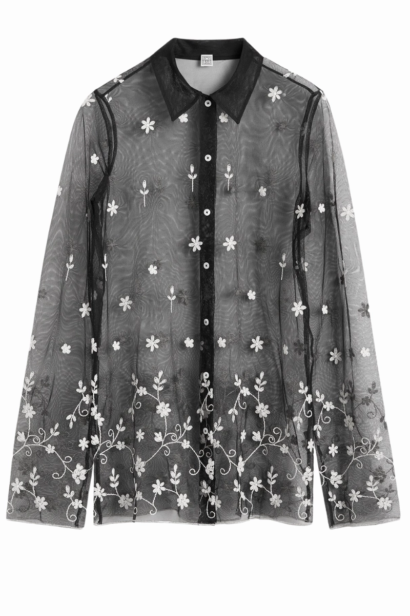 Non Irritating Seams Floral Tulle Shirt