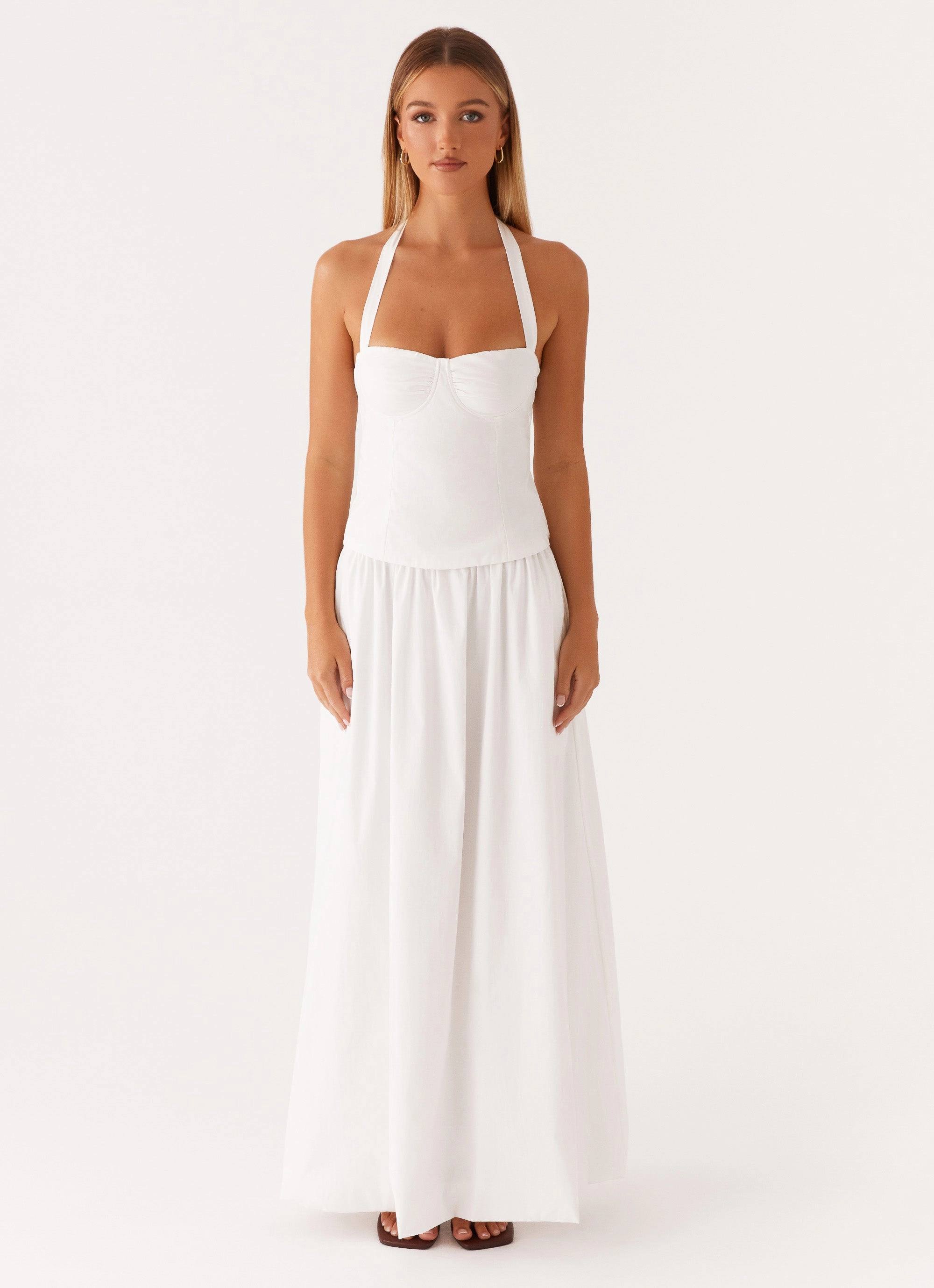 Cheryl Maxi Skirt - White Subtle Finish