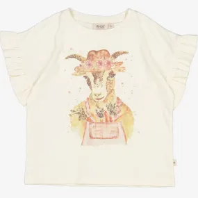 Geometric Pattern T-Shirt Country Goat - eggshell