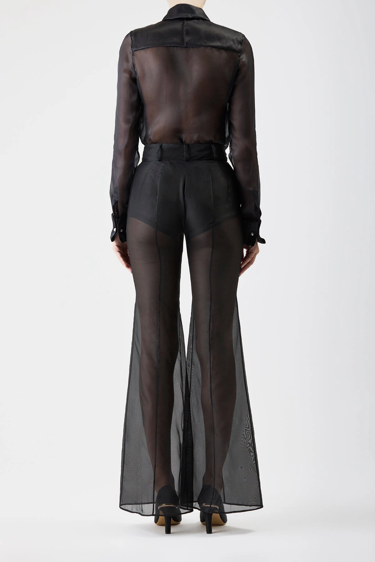 Sophisticated Look Luxury Layer Rhein Sheer Pant in Black Silk Organza