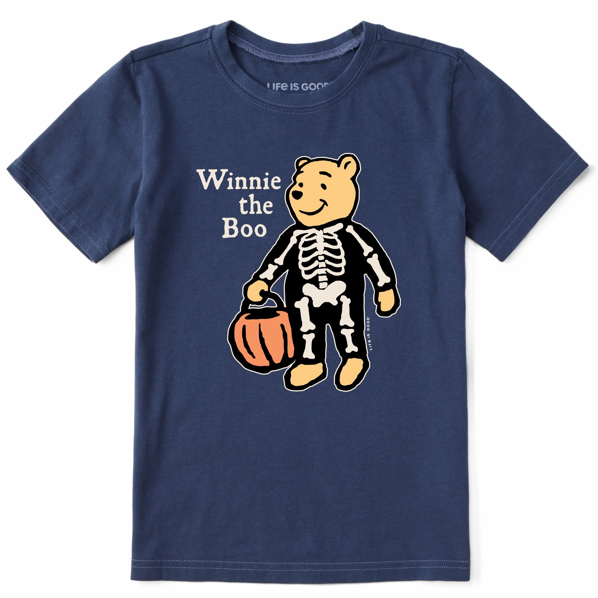 Pre Shrunk Cotton Kids Winnie the Boo-Skeleton Short Sleeve Crusher Tee