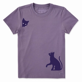 Everyday Flex Everyday Wear Women's Two Curious Cats Short Sleeve Crusher Tee