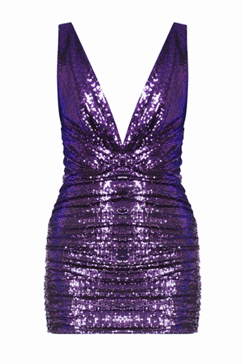 Fit Mood petite size Deep V-neck Mini Dress