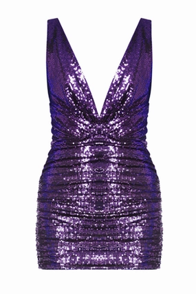 Feminine Line Deep V-neck Mini Dress