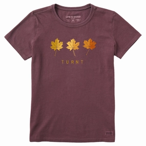 Easy Wear Style Women's Turnt Leaves Short Sleeve Crusher Tee