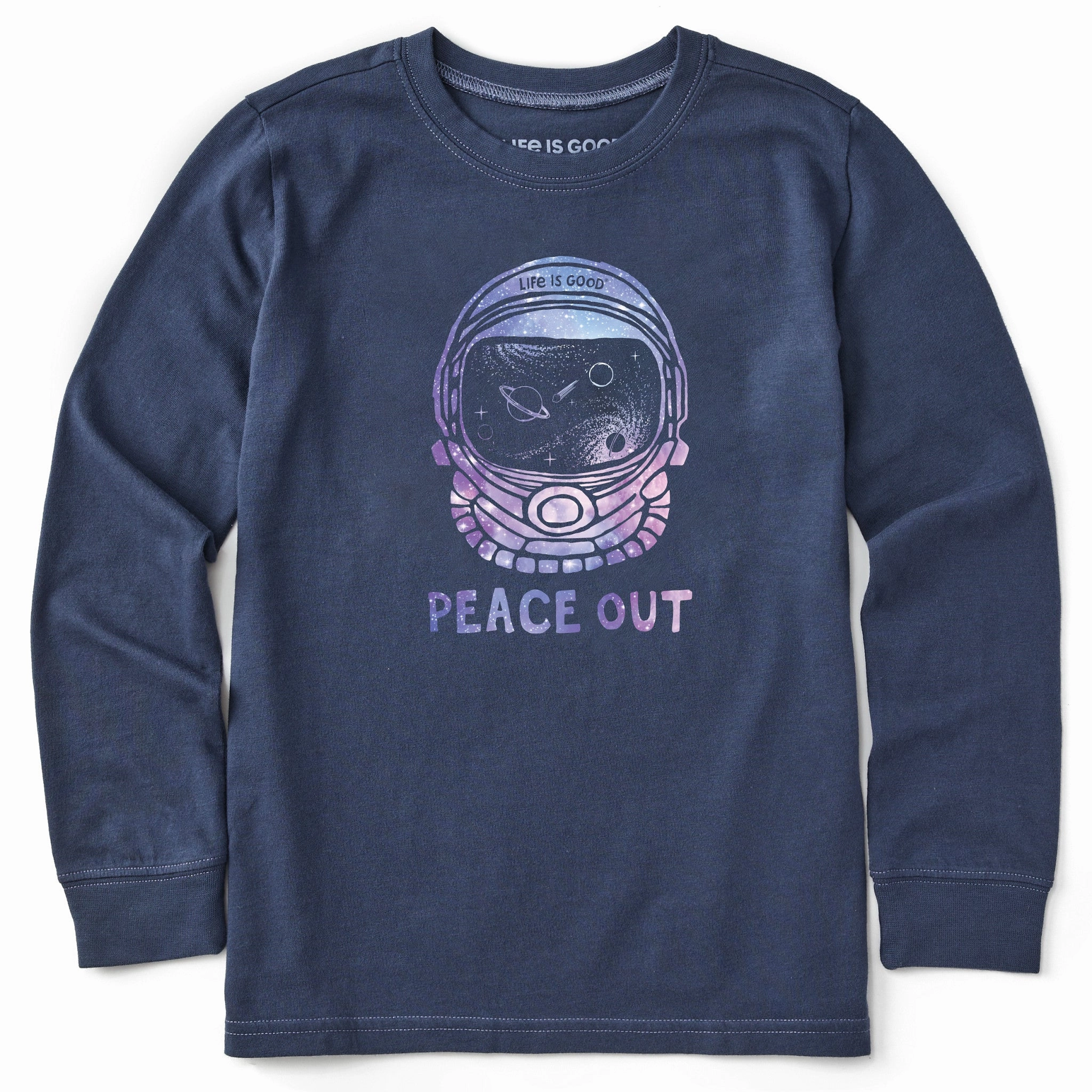 Casual Flex Kids Peace Out Space Helmet Long Sleeve Crusher Tee