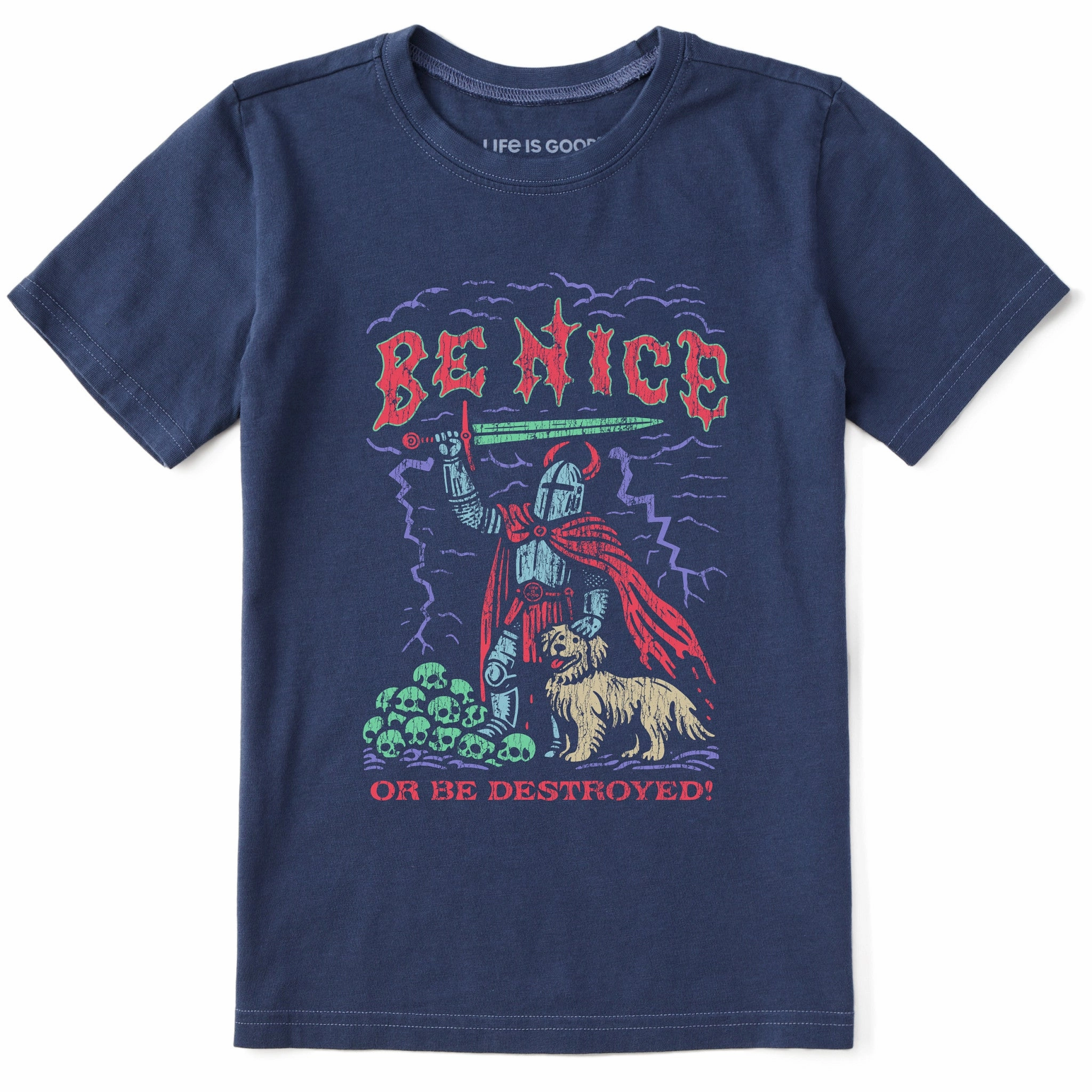 Kids Be Nice or be Destroyed Short Sleeve Crusher Tee Fashionable Piece college