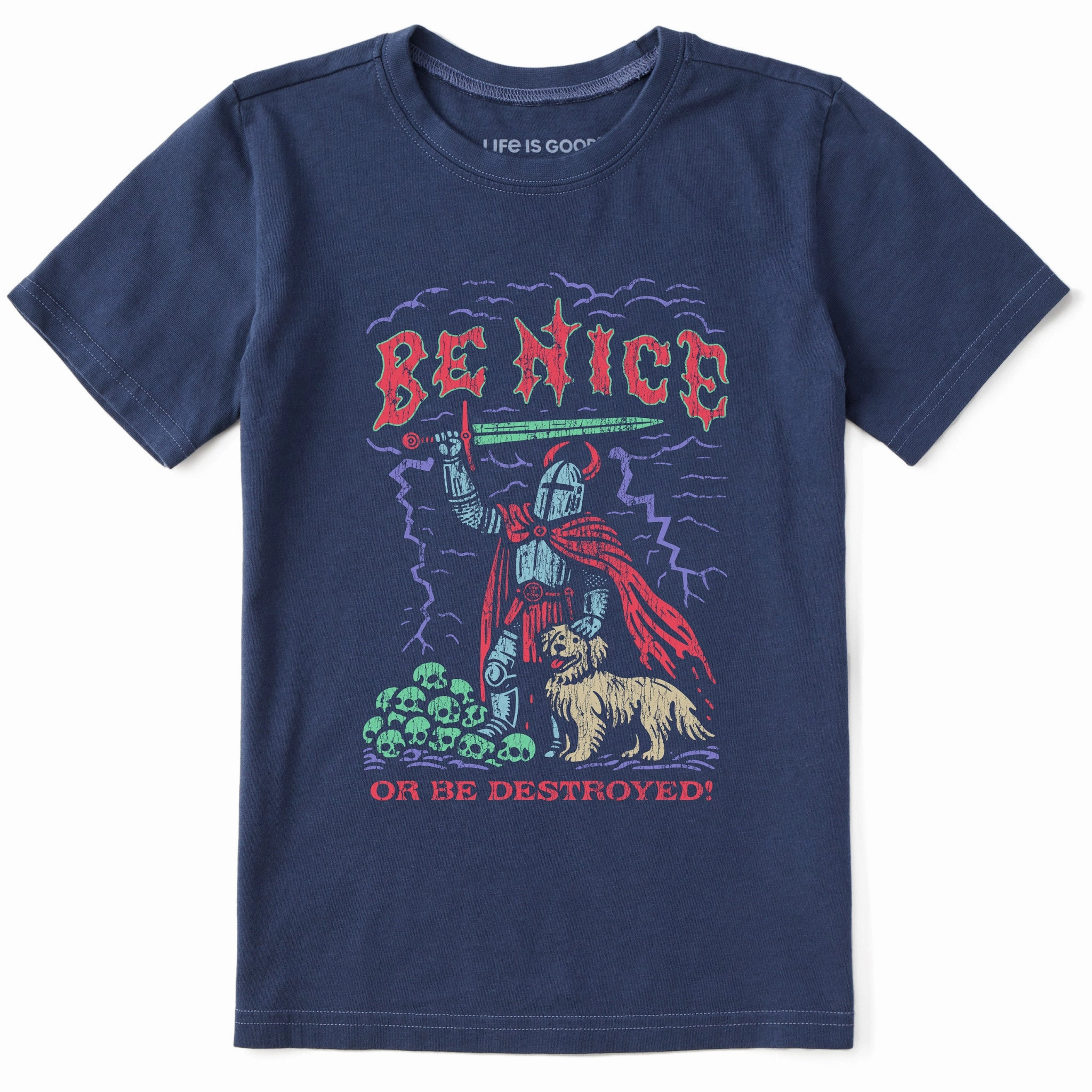 Kids Be Nice or be Destroyed Short Sleeve Crusher Tee Fresh Style Trend