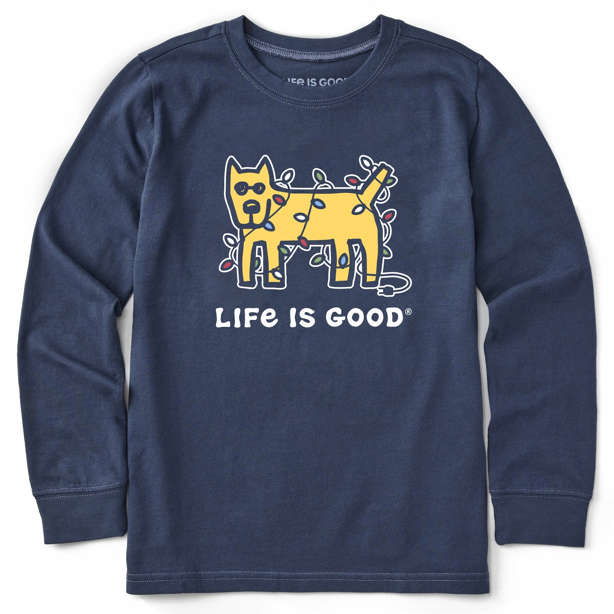 Soft Stretch Fit Popular Kids Rocket Holiday Lights Long Sleeve Crusher Tee