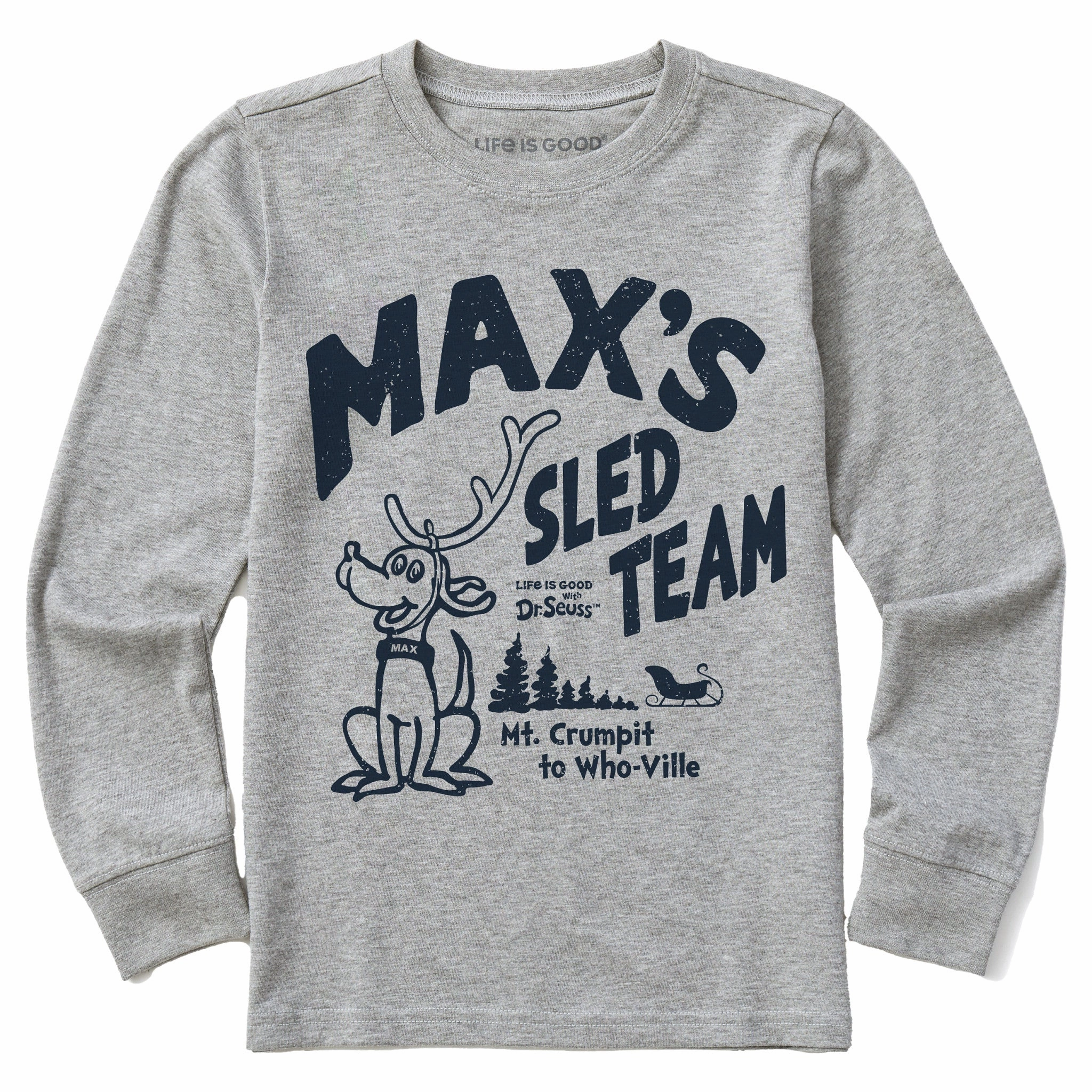 Cozy Comfort Simple Chic Kids Max's Sled Team Long Sleeve Crusher Tee