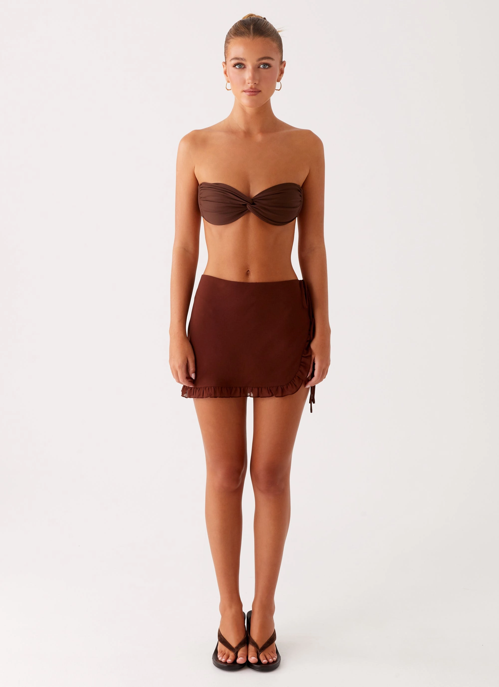 Double Layer Construction Editorial Look Iggy Mini Skirt - Chocolate