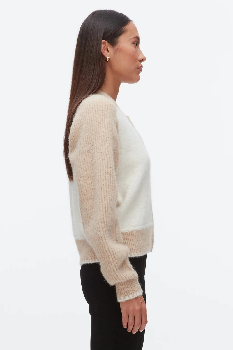 Cozy Waistband Chic Knit Colorblock Zip Cardigan